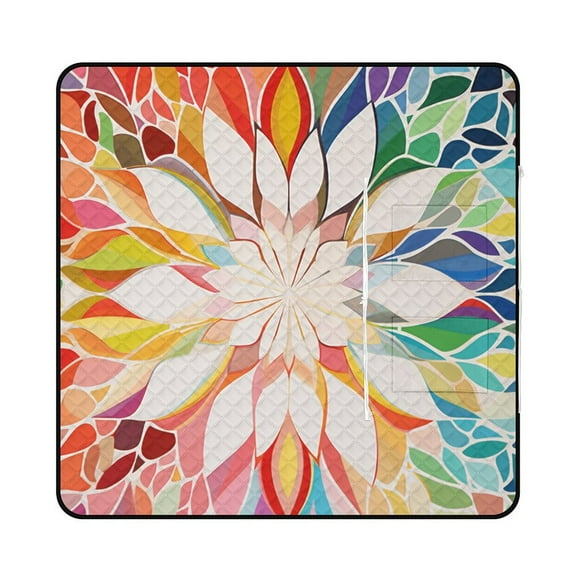 Cute Colorful Flower Outdoor Picnic Blanket, Foldable Waterproof Beach Mat, Portable Beach Blanket for Beach Camping, Hiking, Family Concerts