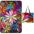 thumbnail image 1 of Cute Colorful Flower Waterproof Picnic Blanket with Foldable Zipper, Suitable for Outdoor Use, Suitable for Travel, Camping, Beaches, Parks, Grasslands, Picnic Blanket Accessories, 1 of 8