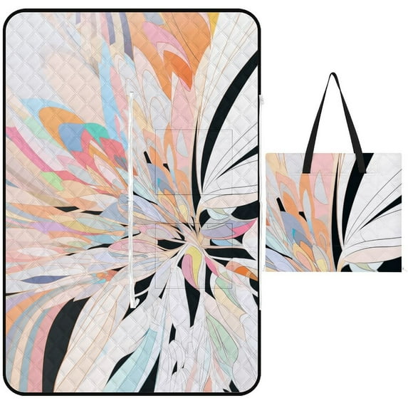 Cute Colorful Flower Waterproof Picnic Blanket with Foldable Zipper, Suitable for Outdoor Use, Suitable for Travel, Camping, Beaches, Parks, Grasslands, Picnic Blanket Accessories