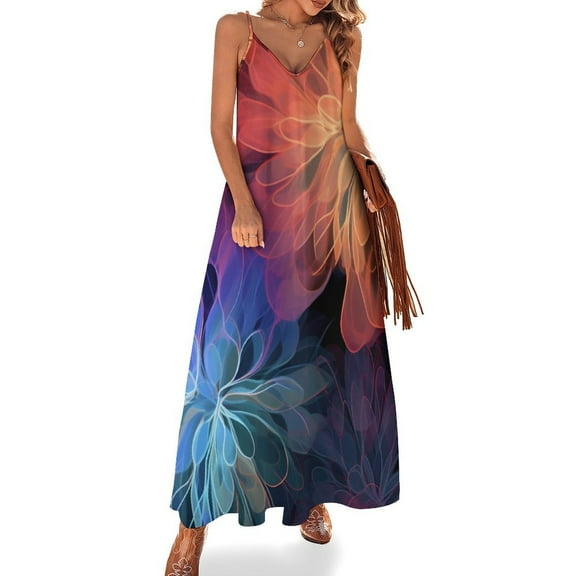 Cute Colorful Flower Womens Summer Dresses Casual Sleeveless Tshirt Sundresses Vacation Beach Cover Up Dress