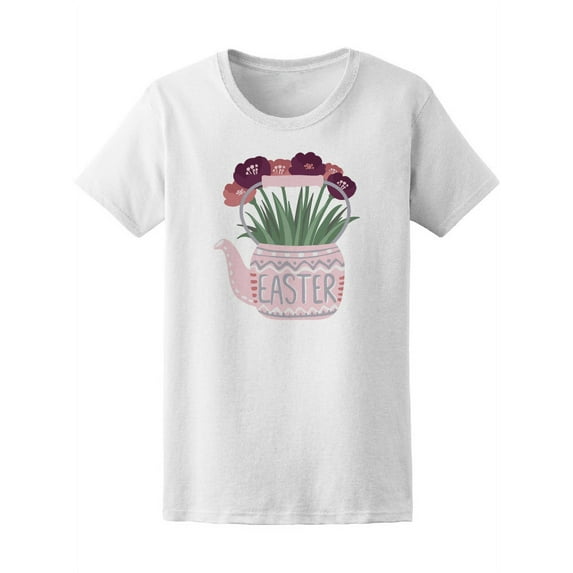 Cute Colorful Flowers In Teapot T-Shirt Women -Image by Shutterstock, Female XX-Large
