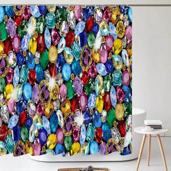 Cute Colorful GemstShower Curtain tic Girl Decoration Bathroom Shower Curtains with Waterproof Bathroom Curtains