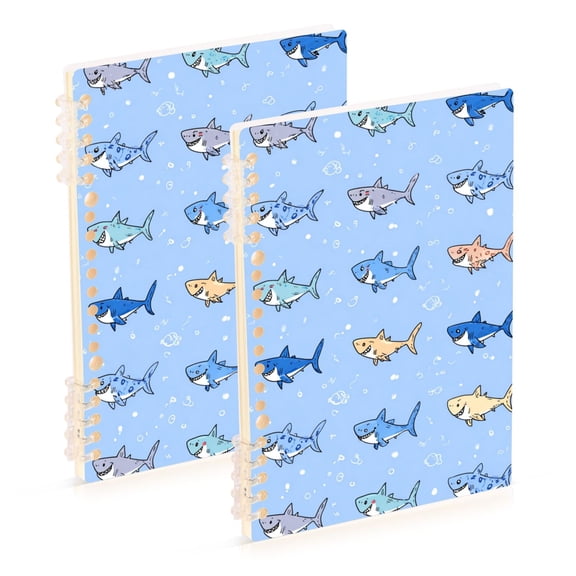 Cute Colorful Happy Sharks Notebook Detachable Coil Notebook Diary Plan Book A5 Size 60 Pages 1 Pack