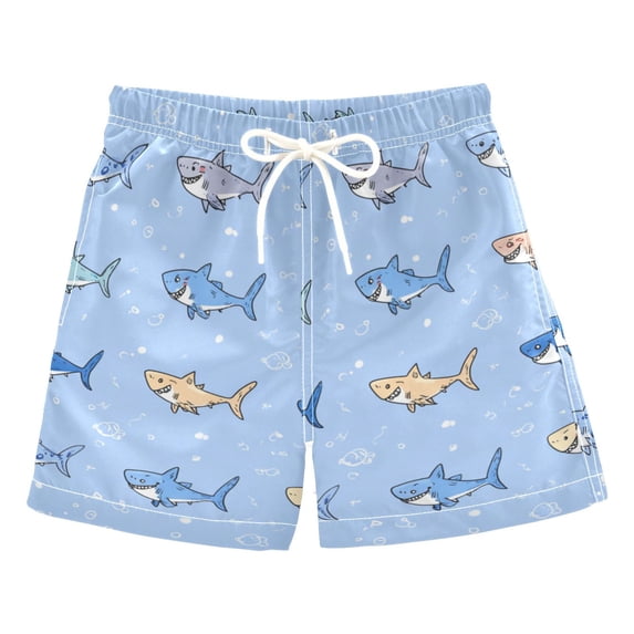 Cute Colorful Happy Sharks Swim Trunks Board Shorts Beach Pants Bathing Bottoms XL