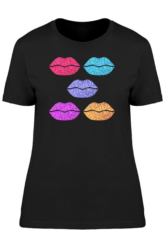 Cute Colorful Lips T-Shirt Women -Image by Shutterstock, Female Small