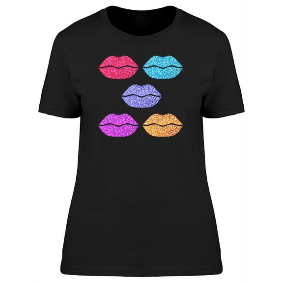 Cute Colorful Lips T-Shirt Women -Image by Shutterstock, Female x-Large