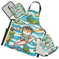 thumbnail image 1 of Cute Colorful Pig Crocodile Tiger 5 Pcs Kitchen Set Heat Resistant Oven Mitts and Non-Slip Pot Holders with Adjustable Cooking Apron, 1 of 6
