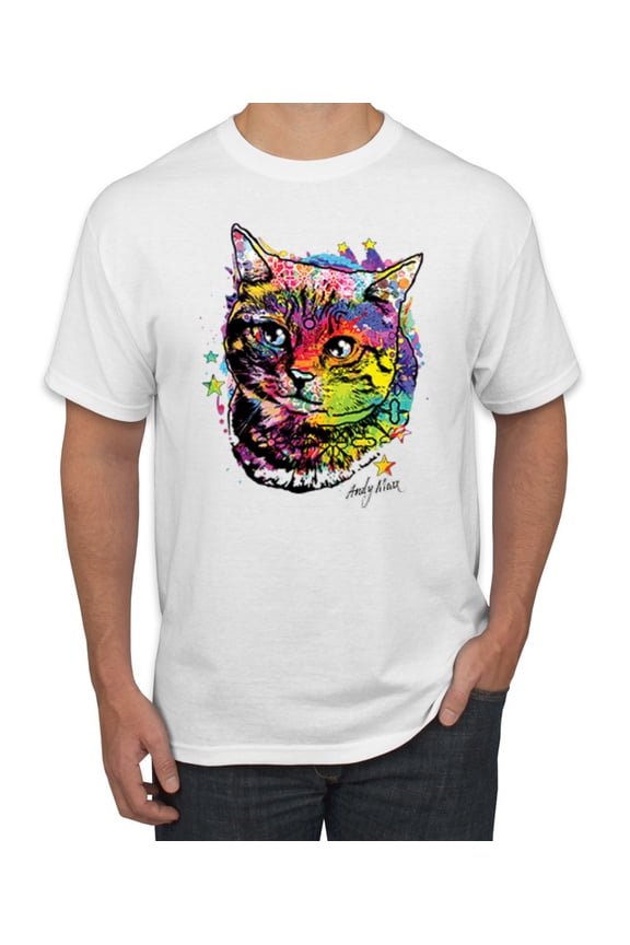 Colorful Rainbow Cute Pug Animal Lover Men's Graphic T-Shirt, White, 4XL