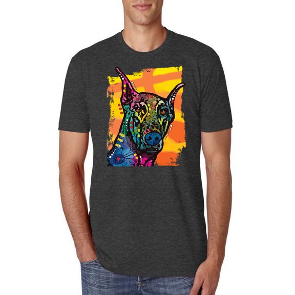Cute Colorful Rainbow Doberman Dog Dog Lover Mens Premium Tri Blend T-Shirt, Vintage Black, Small