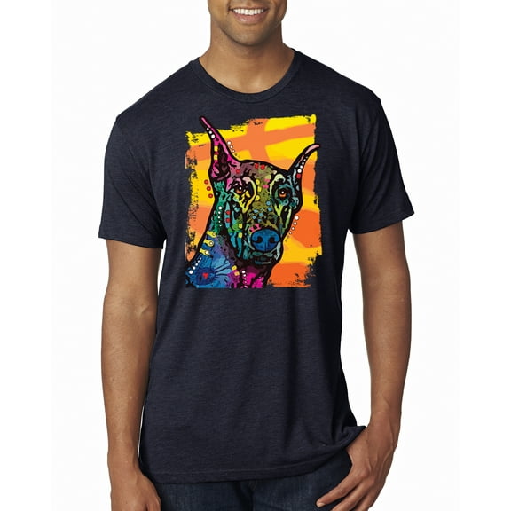Cute Colorful Rainbow Doberman Dog Dog Lover Mens Premium Tri Blend T-Shirt, Vintage Navy, Large