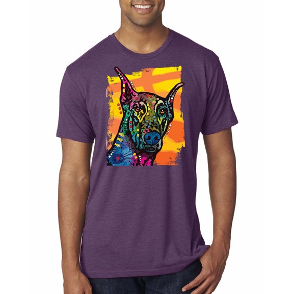 Cute Colorful Rainbow Doberman Dog Dog Lover Mens Premium Tri Blend T-Shirt, Vintage Purple, Small