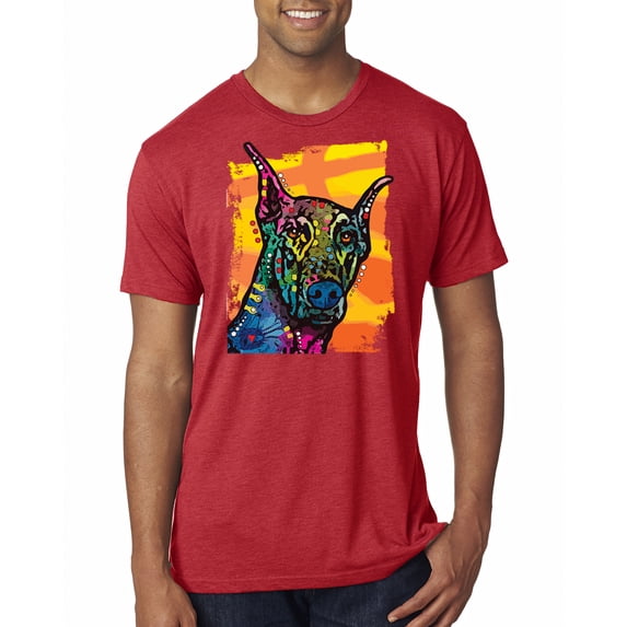 Cute Colorful Rainbow Doberman Dog Dog Lover Mens Premium Tri Blend T-Shirt, Vintage Red, X-Large