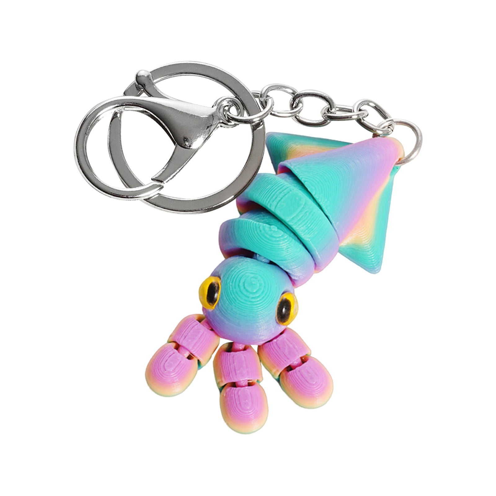 Cute Colorful Squid Keychain Durable Metal Ring, Soft Plush Design ...