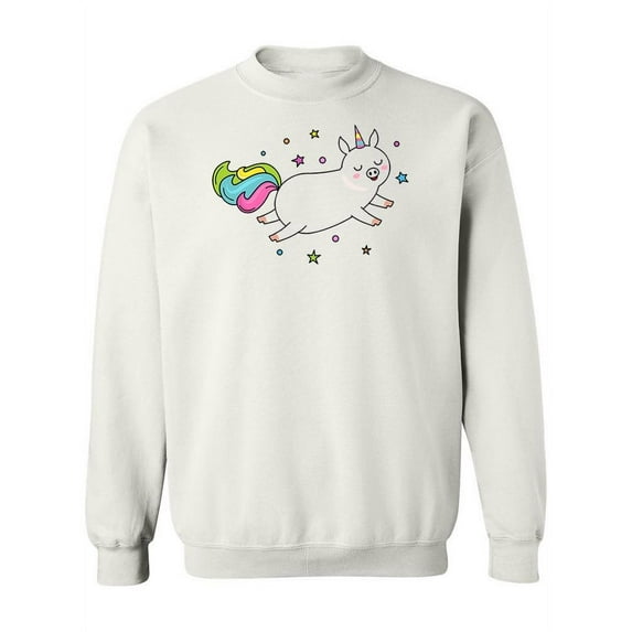 Cute Colorful Unicorn Pig. Sweatshirt Women -Image by Shutterstock, Female x-Large