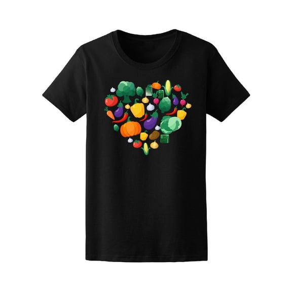 Cute Colorful Veggies Vegan Love T-Shirt Women -Image by Shutterstock, Female XX-Large