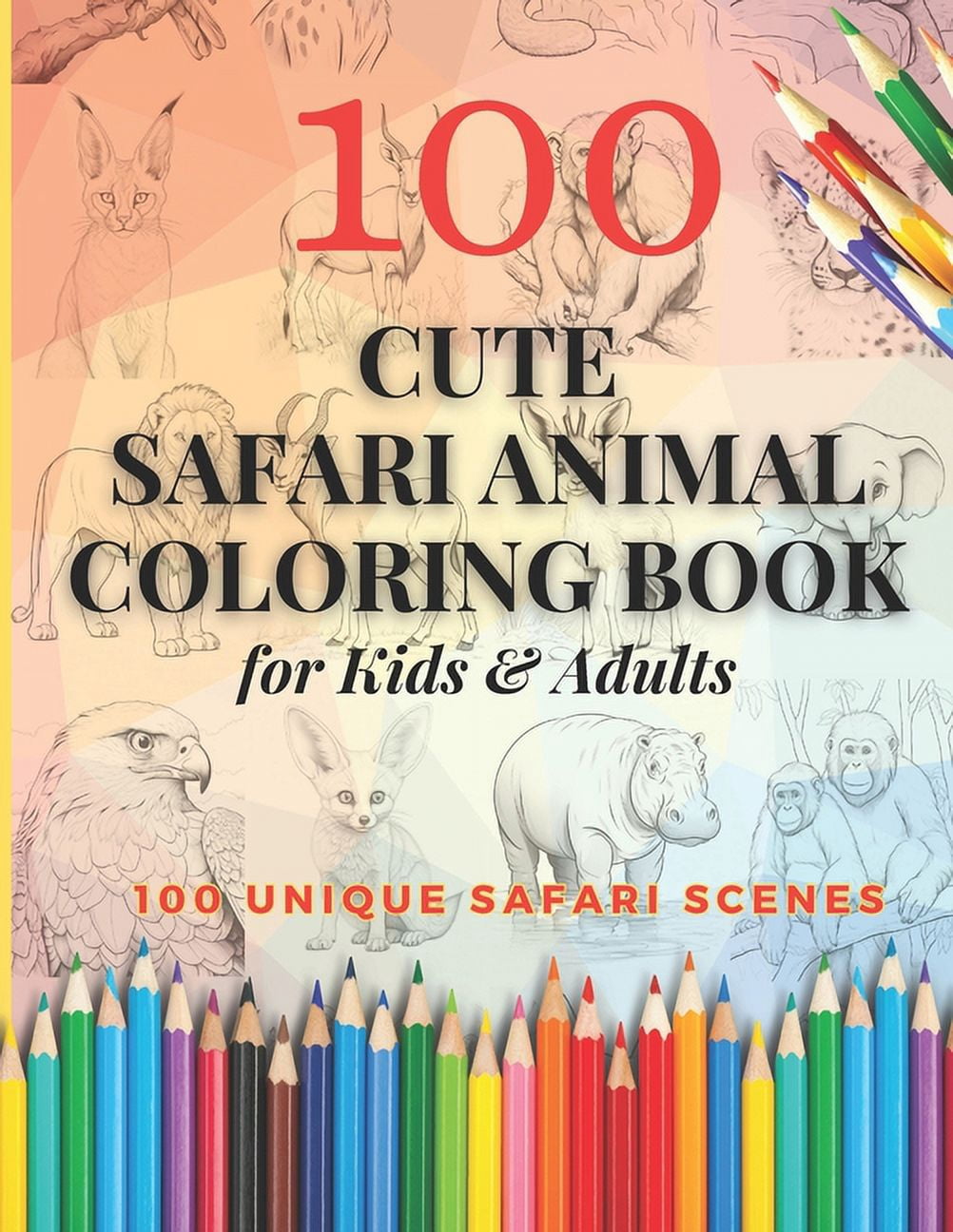 Cute Coloring Books for Kids and Adults Cute Safari Animal Coloring ...