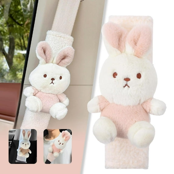 Car Interior Accessories - Soft Comfortable Cartoon Rabbit Belt Cover for Baby Stroller - Stylish Belt Protector Winter Edition for Kids