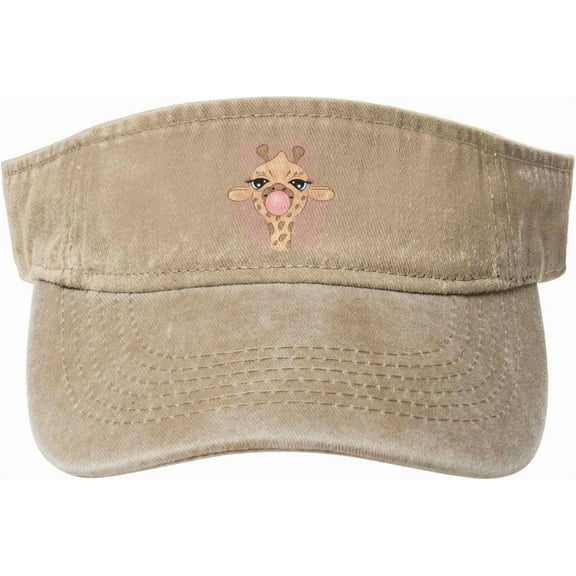 Cute Comical Giraffe Chewing Gum Sun Visor Hat for Women Men Empty Top Baseball Cap Golf Cap