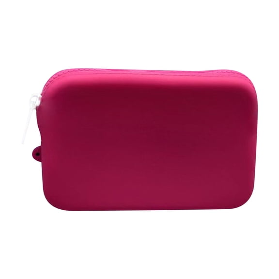 Cute Compact Hard Shell Carrying Case for Small Electronics, Earbuds, USB Drives, Black Zipper Pouch with Carabiner Clip Stationery Set