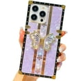 thumbnail image 1 of Cute Compatible with iPhone 15 Plus Case, Luxury Bling Butterfly Design with Foldable Stand Kickstand for Women & Girls, Flexible Shockproof Protective Case 6.7” (Purple), 1 of 12