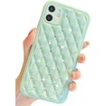 thumbnail image 1 of Cute Compatible with iPhone Diamond Case, Luxury Sparkle Bling Glitter Rhinestone Sturdy Hard PC Back + Soft TPU Edge Protective Phone Cases (Mint Green,iPhone XR), 1 of 11
