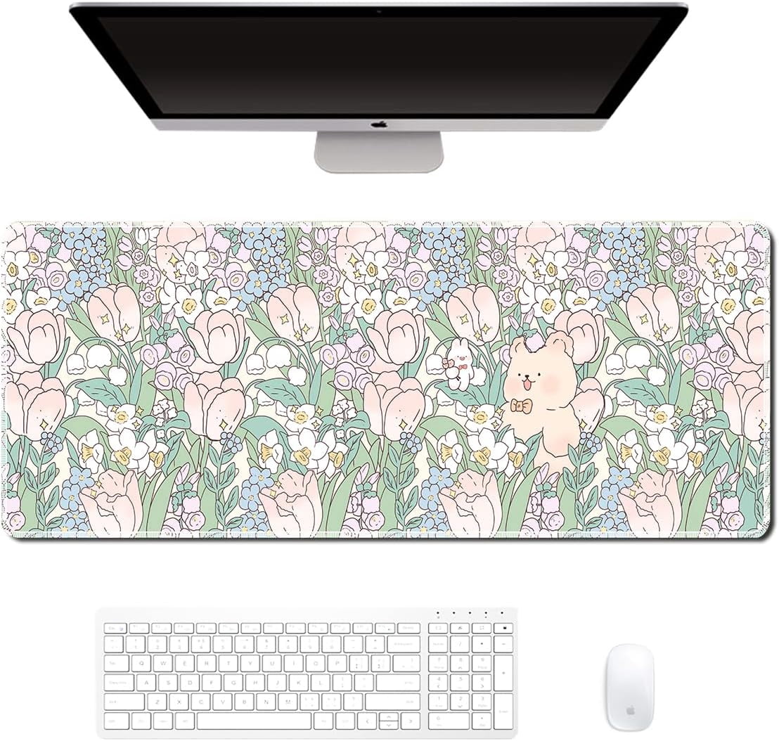 Cute Computer Desk Mat for Keyboard Large Mouse Pad Kawaii Aesthetic ...