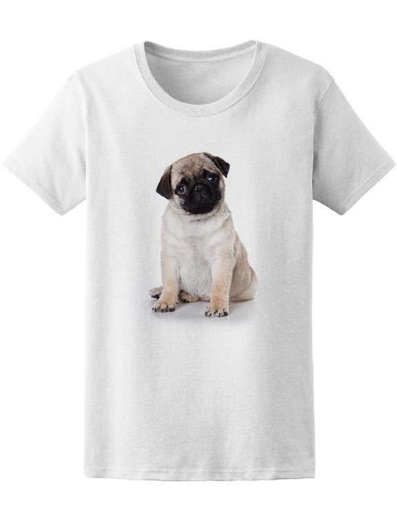 Cute Confused Puppy Pug Tee Women's -Image by Shutterstock
