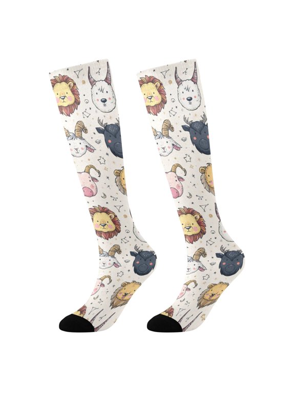 Cute Constellations Novelty Patterned Knee High Socks Breathable Stretchy Soft Tall Boot Socks