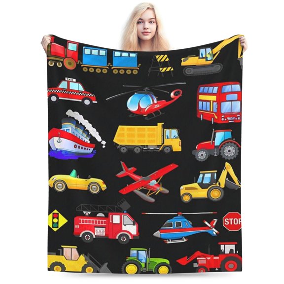 Cute Construction Truck Excavator Blanket for All Seasons 50x40