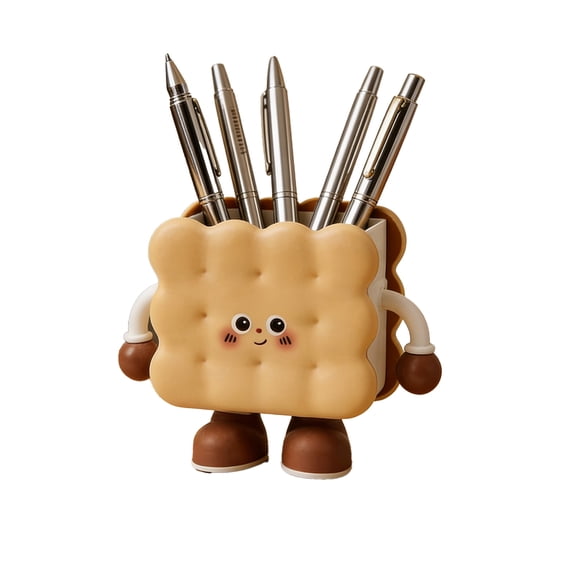 Cute Cookie Shaped Pen Holder, Large Capacity Pencil Cup, Funny Desk Organizer for Office, Makeup Brushes and Home