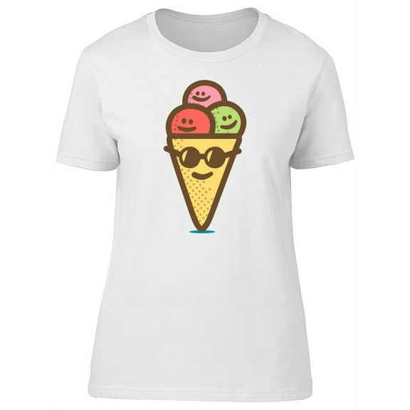 Cute Cool Cartoon Ice Cream Cone T-Shirt Women -Image by Shutterstock, Female x-Large