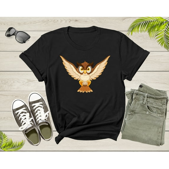 Cute Cool Flying Owl Bird of Night Hooter Owlet Owleez Bird T-Shirt Owl Lover Gift T Shirt for Men Women Kids Boys Girls Graphic Tshirt