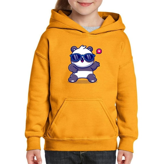 Cute Cool Panda W Sunglasses Hoodie Juniors -Image by Shutterstock, Large