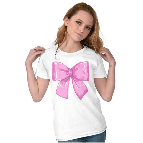 Cute Coquette Aesthetic Pastel Bow Womens Slim Fit Graphic Tee Brisco Brands M