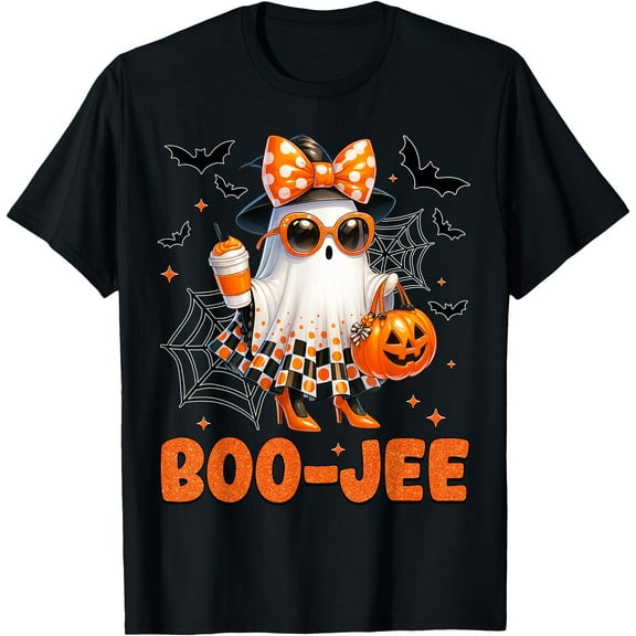 Cute Coquette Boo JEE Ghost Halloween Costumes Womens Girls T-Shirt,Black