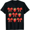 thumbnail image 1 of Cute Coquette Bow Strawberry For Girls Teens Women Berry T-Shirt100%cotton, 1 of 5