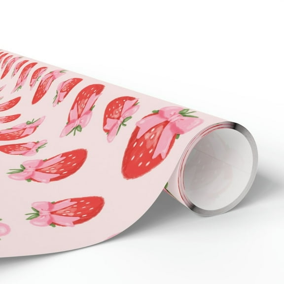 Cute Coquette Strawberries Wrapping Paper, Cottage Core Gift Wrap, Holiday Gift Wrap, 58x23in Chic Gift Wrap, Birthday Wrap, Gift Wrap for Friends Mom Dad Sister Brother Cowoker