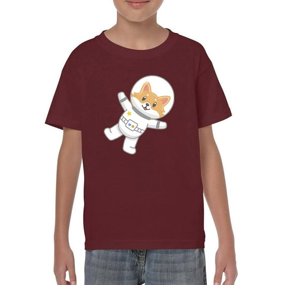 Cute Corgi Astronaut T-Shirt Juniors -Image by Shutterstock, Large