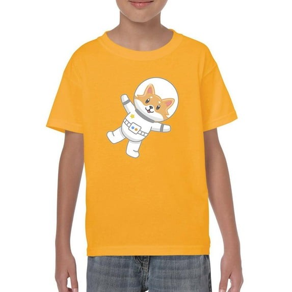 Cute Corgi Astronaut T-Shirt Juniors -Image by Shutterstock, Large