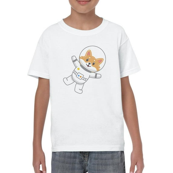 Cute Corgi Astronaut T-Shirt Juniors -Image by Shutterstock, Medium