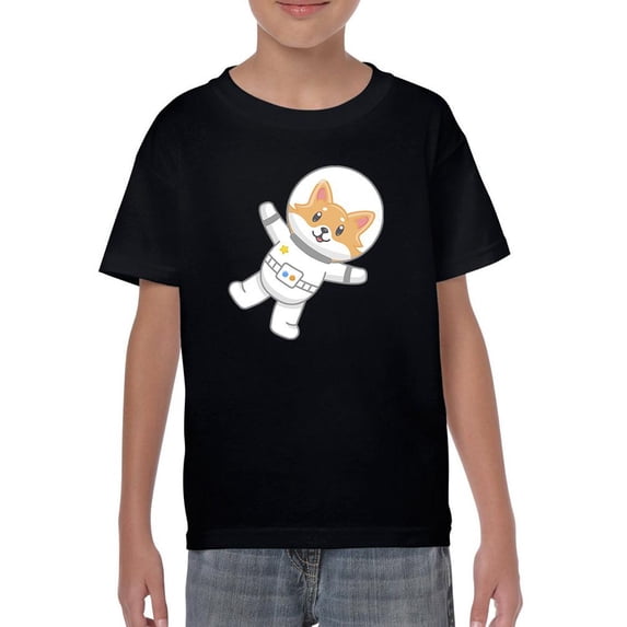 Cute Corgi Astronaut T-Shirt Juniors -Image by Shutterstock, Small