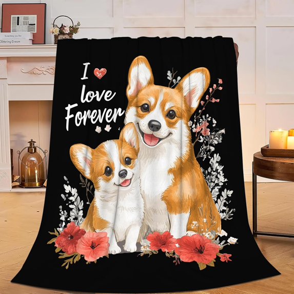 Cute Corgi Blanket Dog Gifts for Dog Lovers Soft Cozy Dog Plush Throw Blanket Super Warm Fleece Fuzzy Corgi Bedding Blanket for Kids Girls Boys Women Bed Decor Stuff 40"X50"