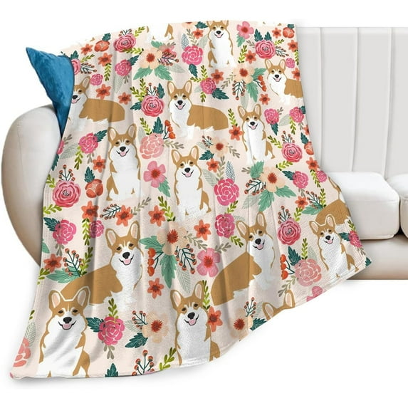 Cute Corgi Blanket Puppy Corgi Dog Blanket Corgi Stuff Fleece Blanket Throw Soft Cozy Blanket for Bed Sofa Couch Corgi Gifts for Corgi Lovers Kids Boys Girls Pets 80"X60"