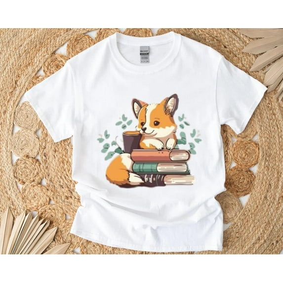 Cute Corgi Books and Coffee Fun Cozy Gift for Pet Lovers T-Shirt , Hoodie , Sweatshirt, for men & women, up to size 5XL.