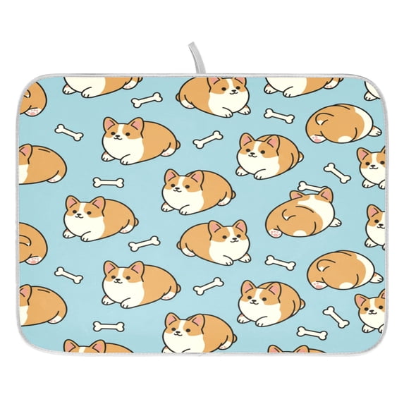 Cute Corgi Butt Drying Dish Mat Quick Drying Absorbent Soft Durable for Kitchen 18" x 24"