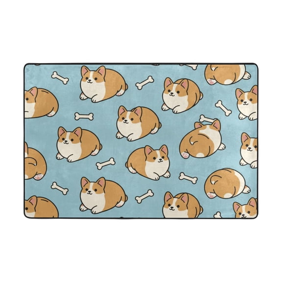 Cute Corgi Butt Rug 36x24in Memory Foam Absorbent Non Slip Plush for Bathroom Kitchen Entryway