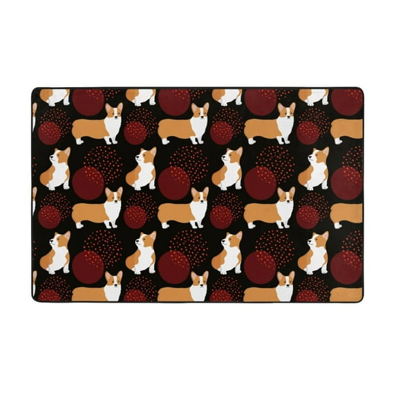 Cute Corgi Dog_A Shaggy Area Rug, Rugs for Living Room Bedroom Non Slip Door Mat Indoor Carpet Machine Washable Nursery Home Decor Floor Mats for Entryway 60x39in-#