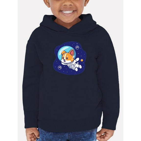 Cute Corgi Dog Astronaut Hoodie Toddler - Toddler Hoodie, Navy