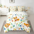 thumbnail image 1 of Cute Corgi Dog Bedding Queen Size 7 Pieces Boho Floral Comforter Set, Colorful Leaves Bedding Comforter Sets Abstract Watercolor Plant Bed in a Bag, Animal Theme Bedding, 1 of 5