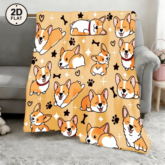 Cute Corgi Dog Blanket - Soft Cozy Bedspread Suitable for Home, Sofa & Camping - - Warmth with Adorable Corgi Patterns, Bedspread for Pet Lovers